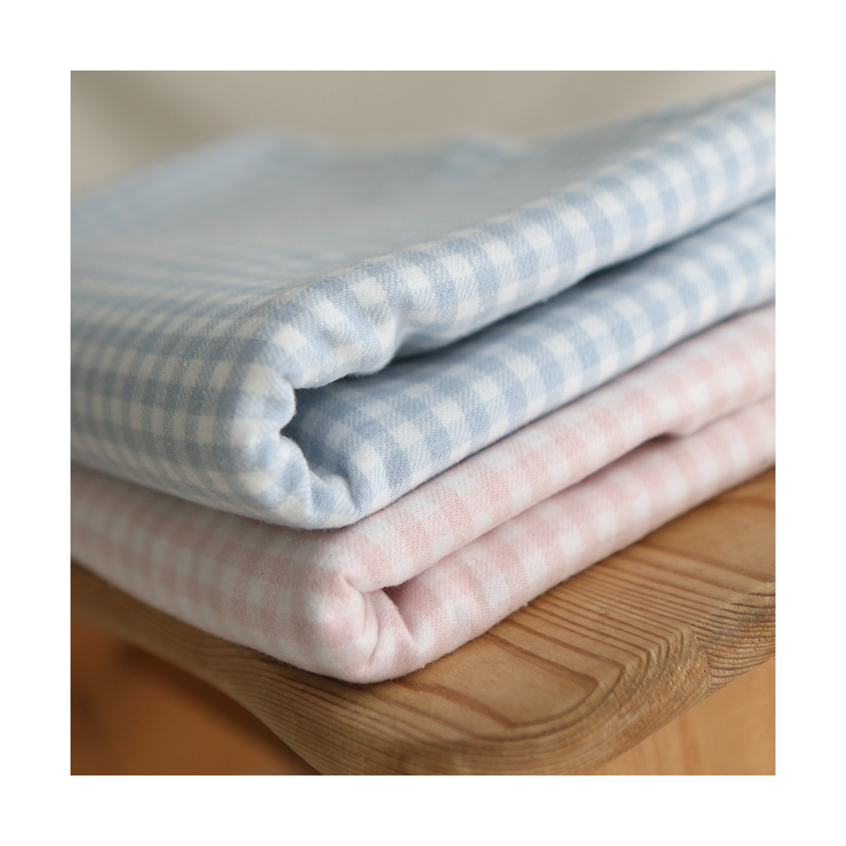 Gabin - Coton gratté style flanelle tissage vichy rose layette