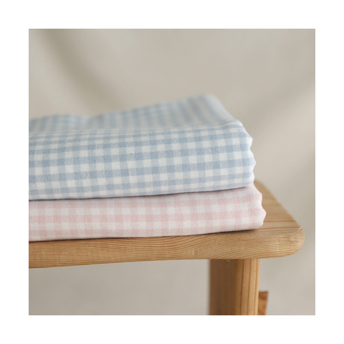 Gabin - Coton gratté style flanelle tissage vichy rose layette