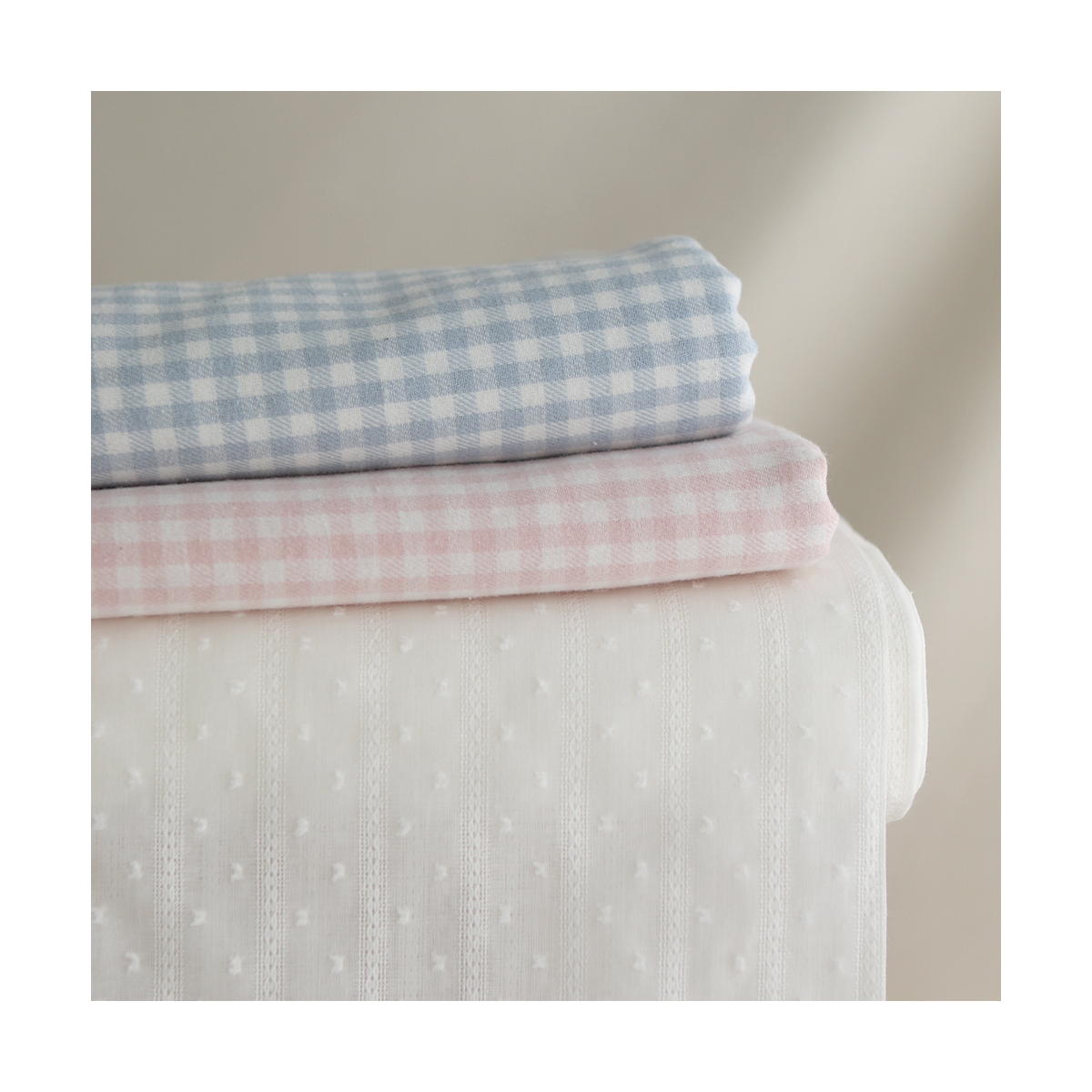 Gabin - Coton gratté style flanelle tissage vichy rose layette