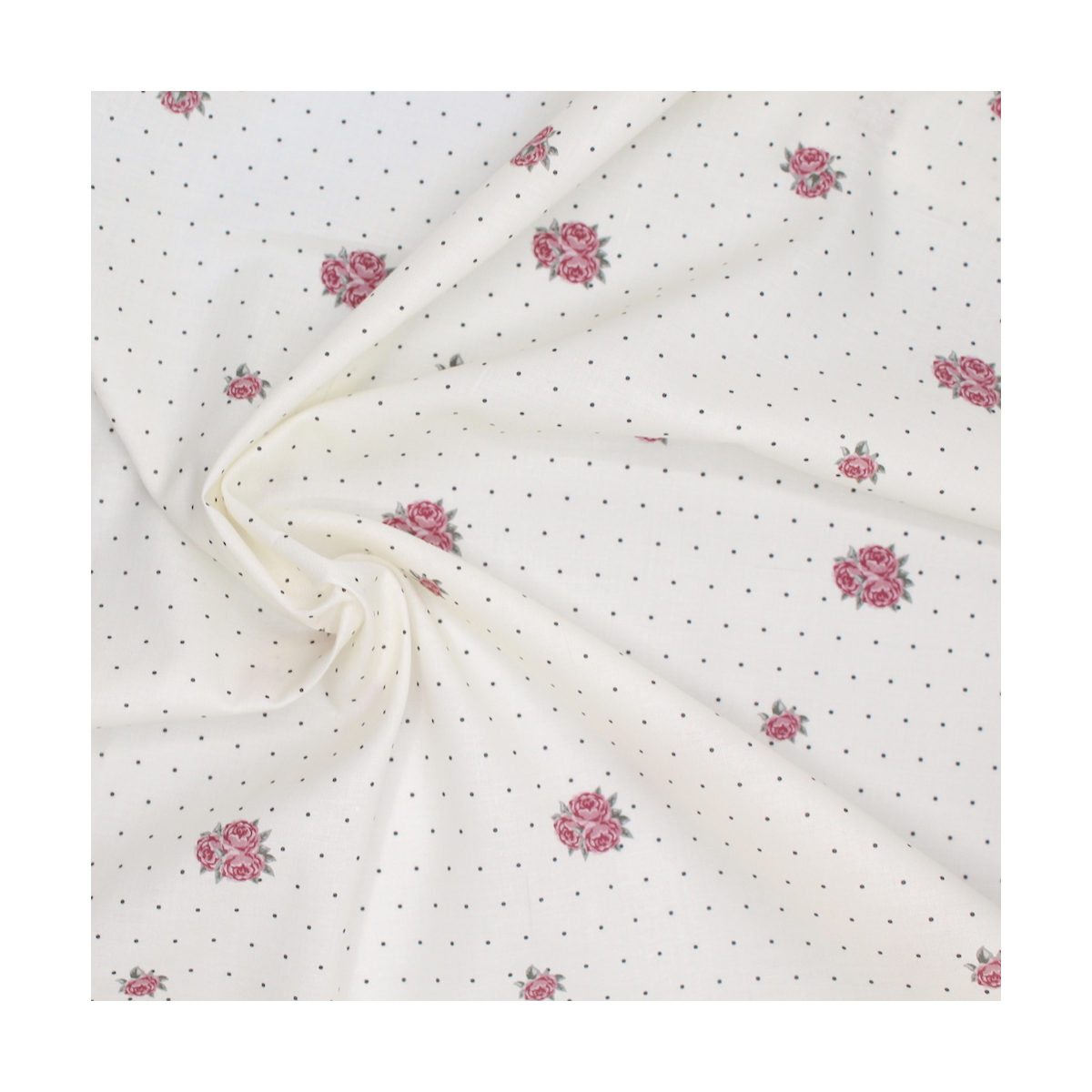Batiste de coton BIO imprimé exclusif Rose and dots / SILKYNE