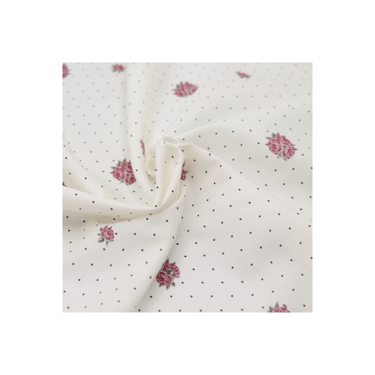 Batiste de coton BIO imprimé exclusif Rose and dots / SILKYNE