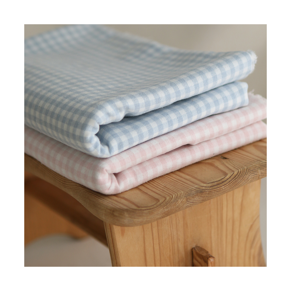 Gabin - Coton gratté style flanelle tissage vichy rose layette