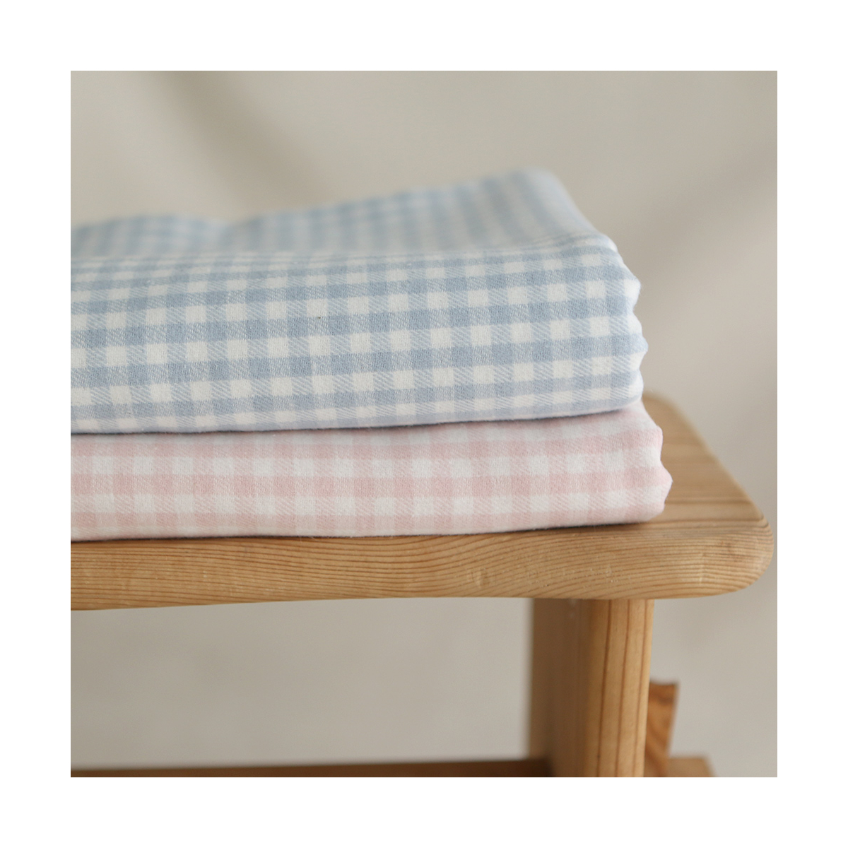 Gabin - Coton gratté style flanelle tissage vichy rose layette