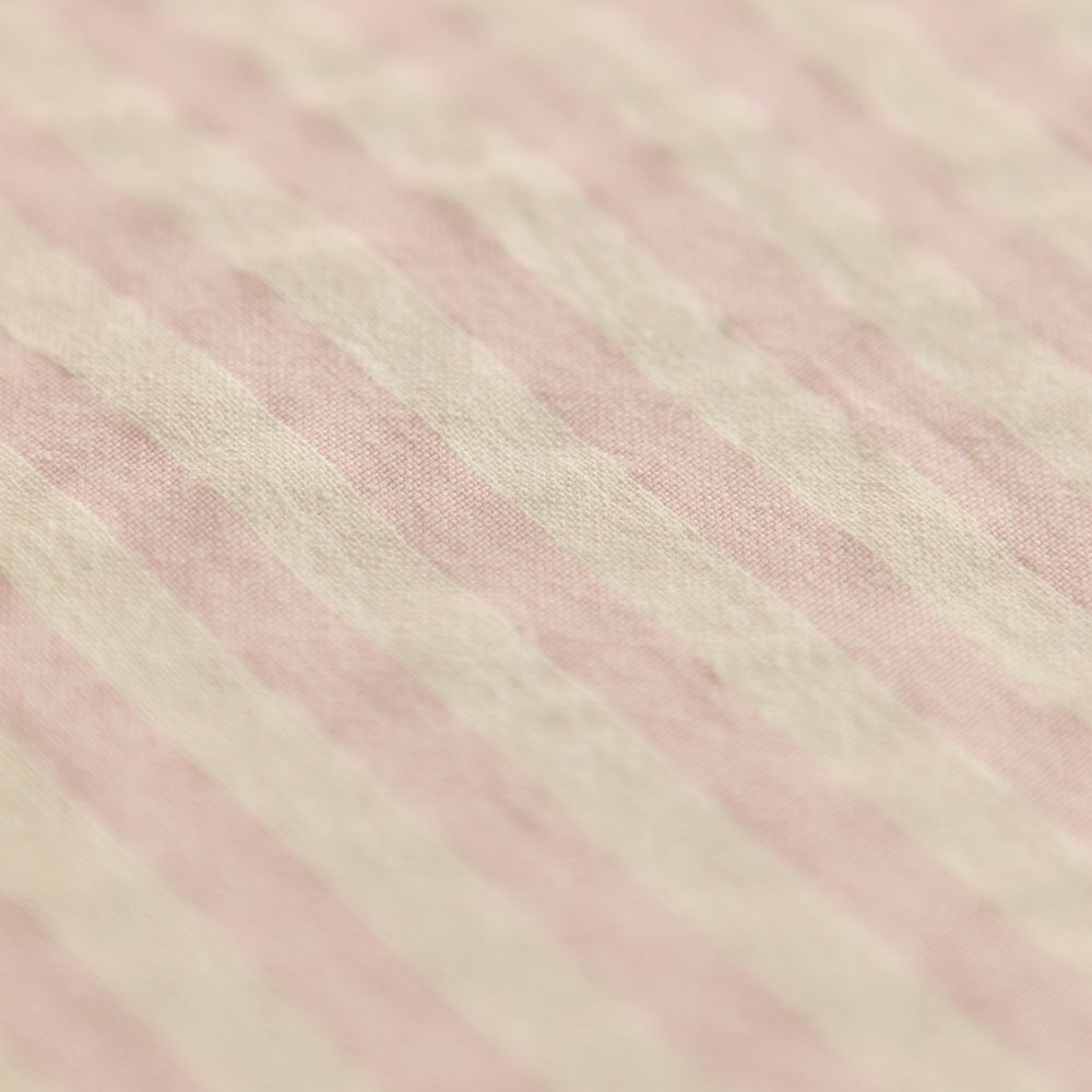 Seersucker / Coton gaufré rayures 6mm fraise vanille