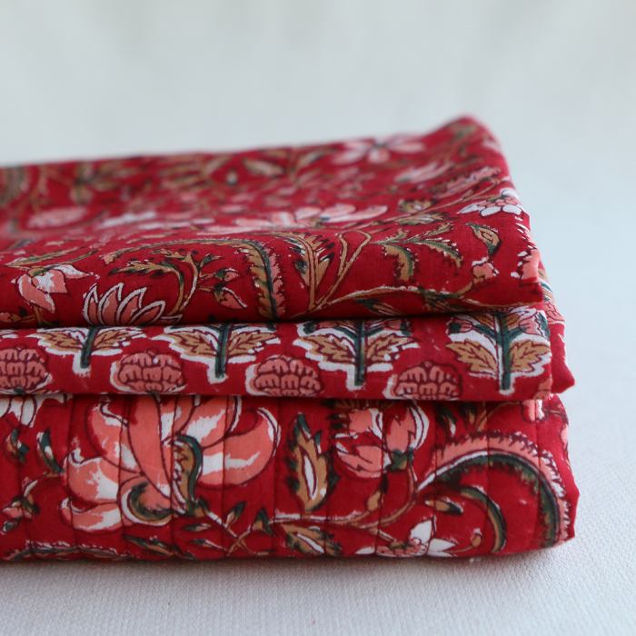 Chandra B - Tissu indien en coton imprimé main Hand Block Artisanal