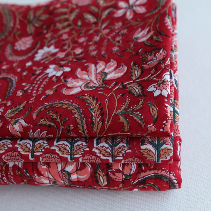 Chandra B - Tissu indien en coton imprimé main Hand Block Artisanal