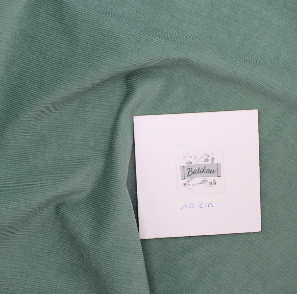 Velours milleraies coton organique coloris vert sauge  - 1 2