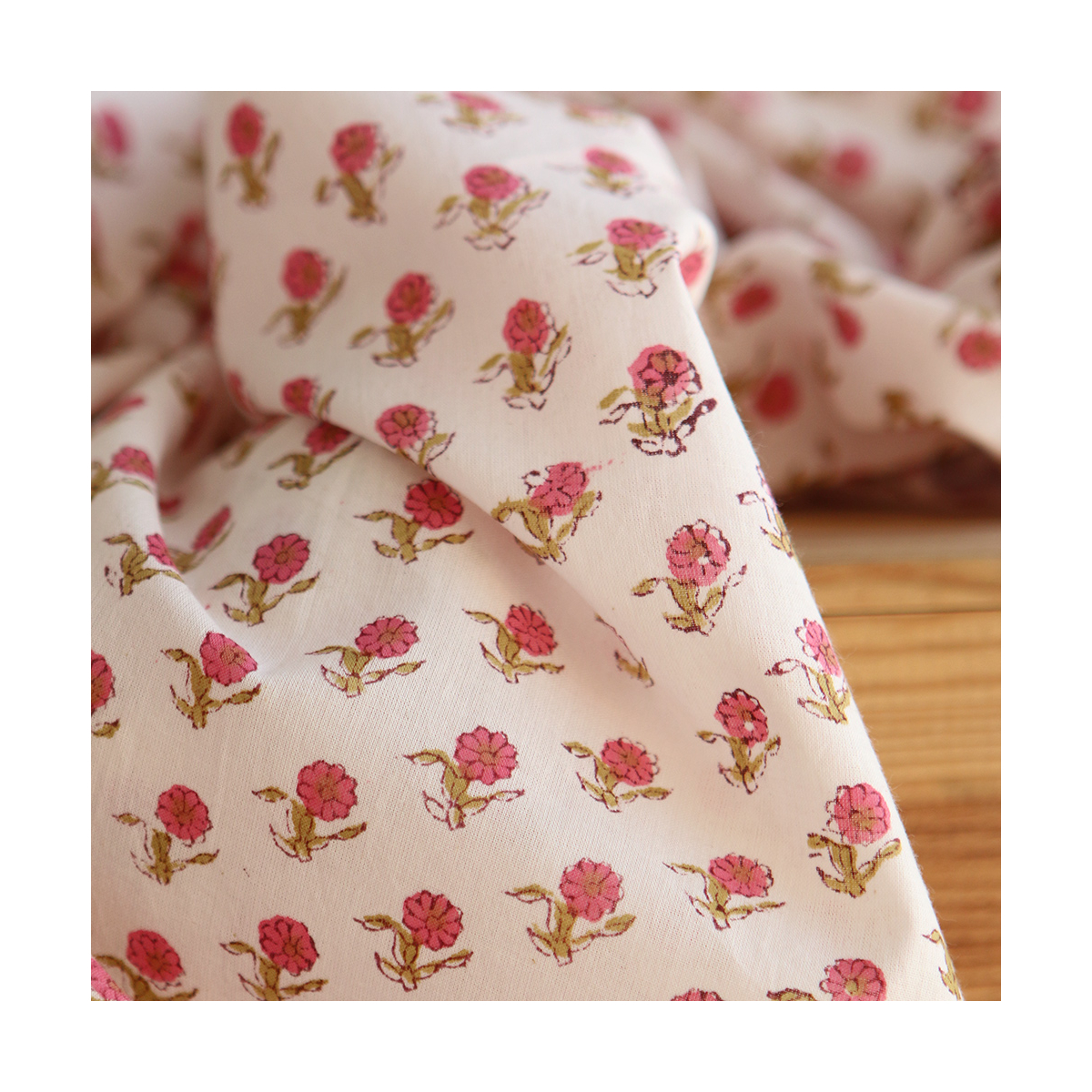 Arya B - Tissu indien en coton imprimé main Hand Block Artisanal