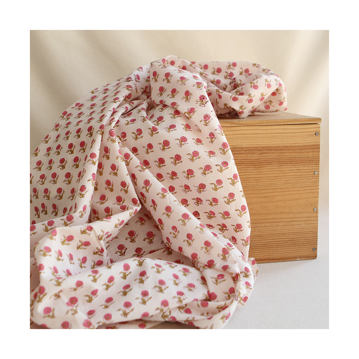 Arya B - Tissu indien en coton imprimé main Hand Block Artisanal