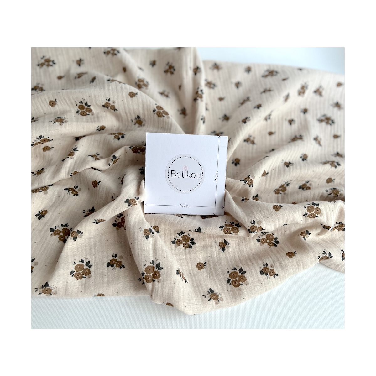 ROZEN - Double gaze de coton BIO crème motif exclusif Rozen forêt Tissus issus de l'agriculture biologique  - 5
