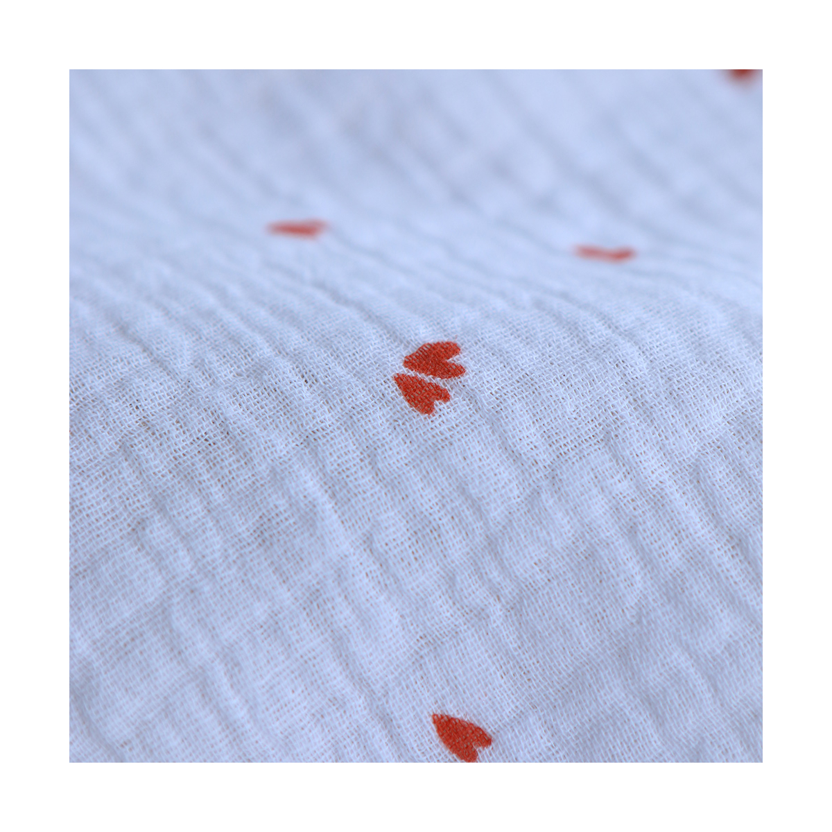 Coreo - Double gaze de coton motif minis coeurs rouges