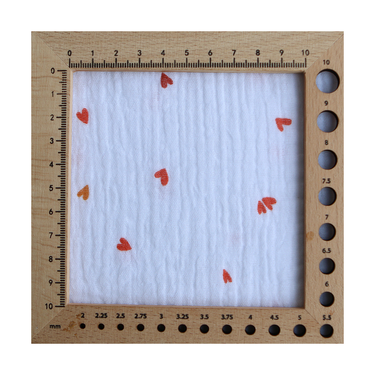 Coreo - Double gaze de coton motif minis coeurs rouges