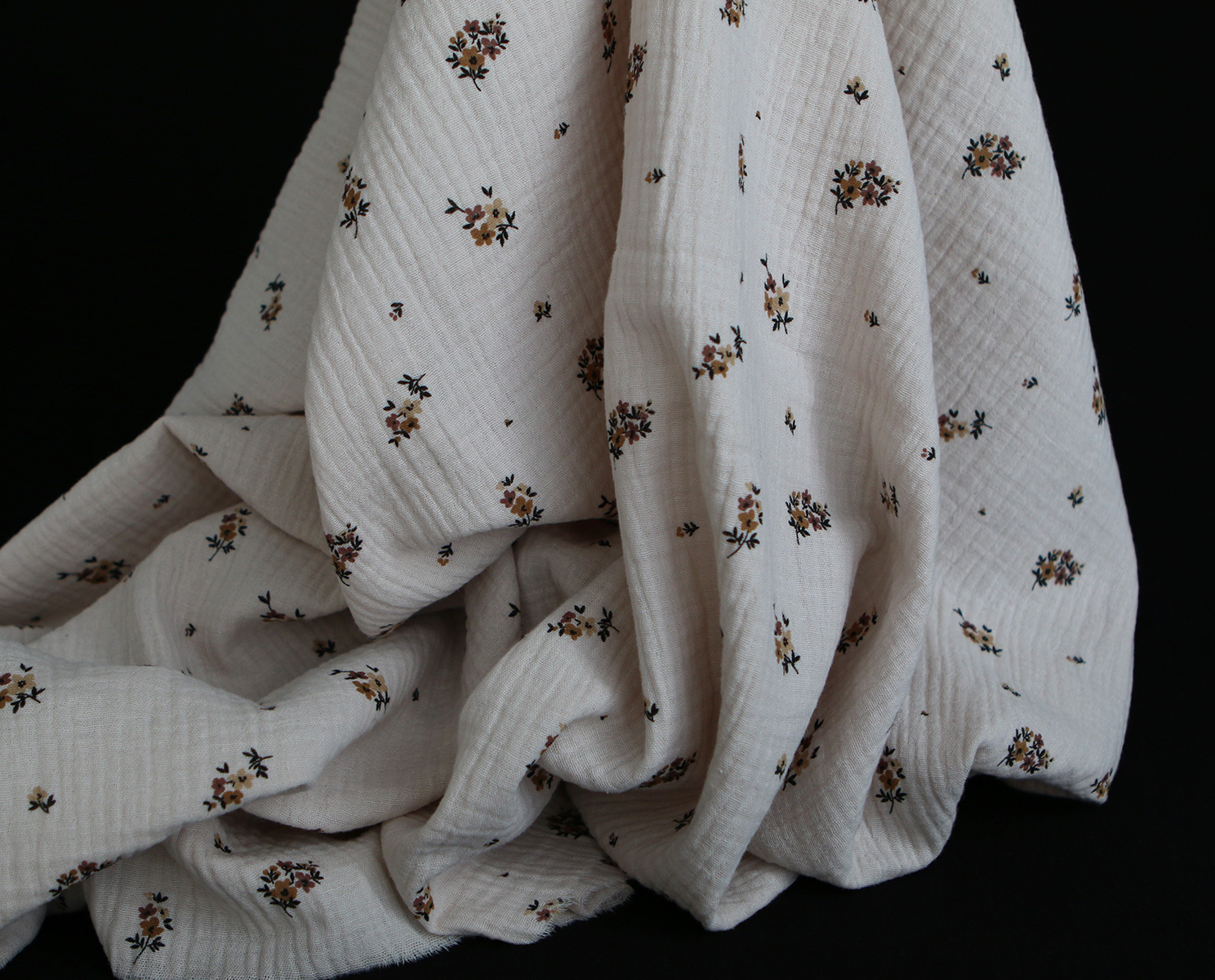 Laure - Double gaze coton BIO motif exclusif cuir fond mastic