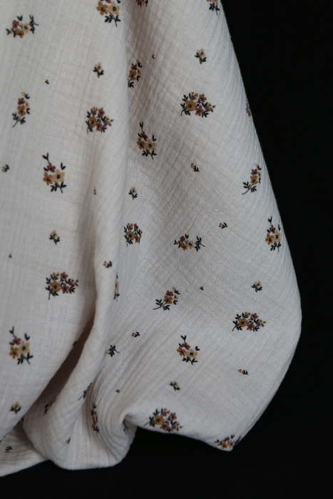 Laure - Double gaze coton BIO motif exclusif cuir fond mastic