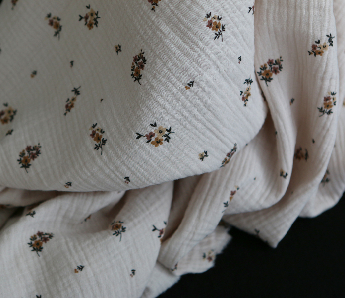Laure - Double gaze coton BIO motif exclusif cuir fond mastic 2