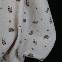 Laure - Double gaze coton BIO motif exclusif cuir fond mastic