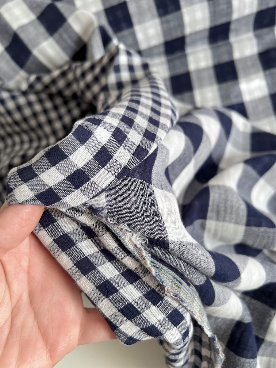 Double gaze de coton vichy réversible bleu marine / blanc Qualité Oeko-tex - 3