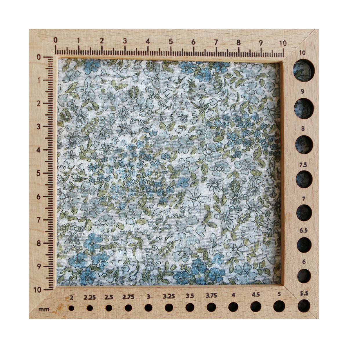Double gaze de coton imprimé fleuri bleu