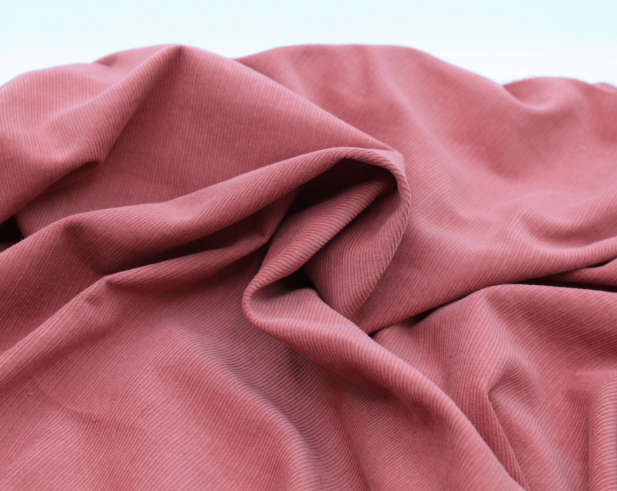 Velours milleraies coton organique coloris argile rose  - 2