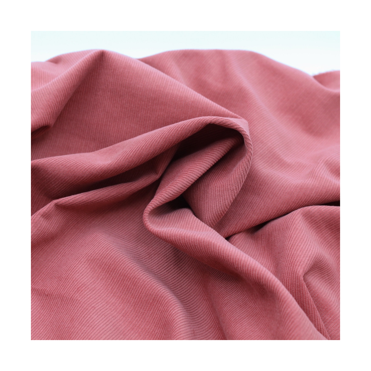 Velours milleraies coton organique coloris argile rose  - 1