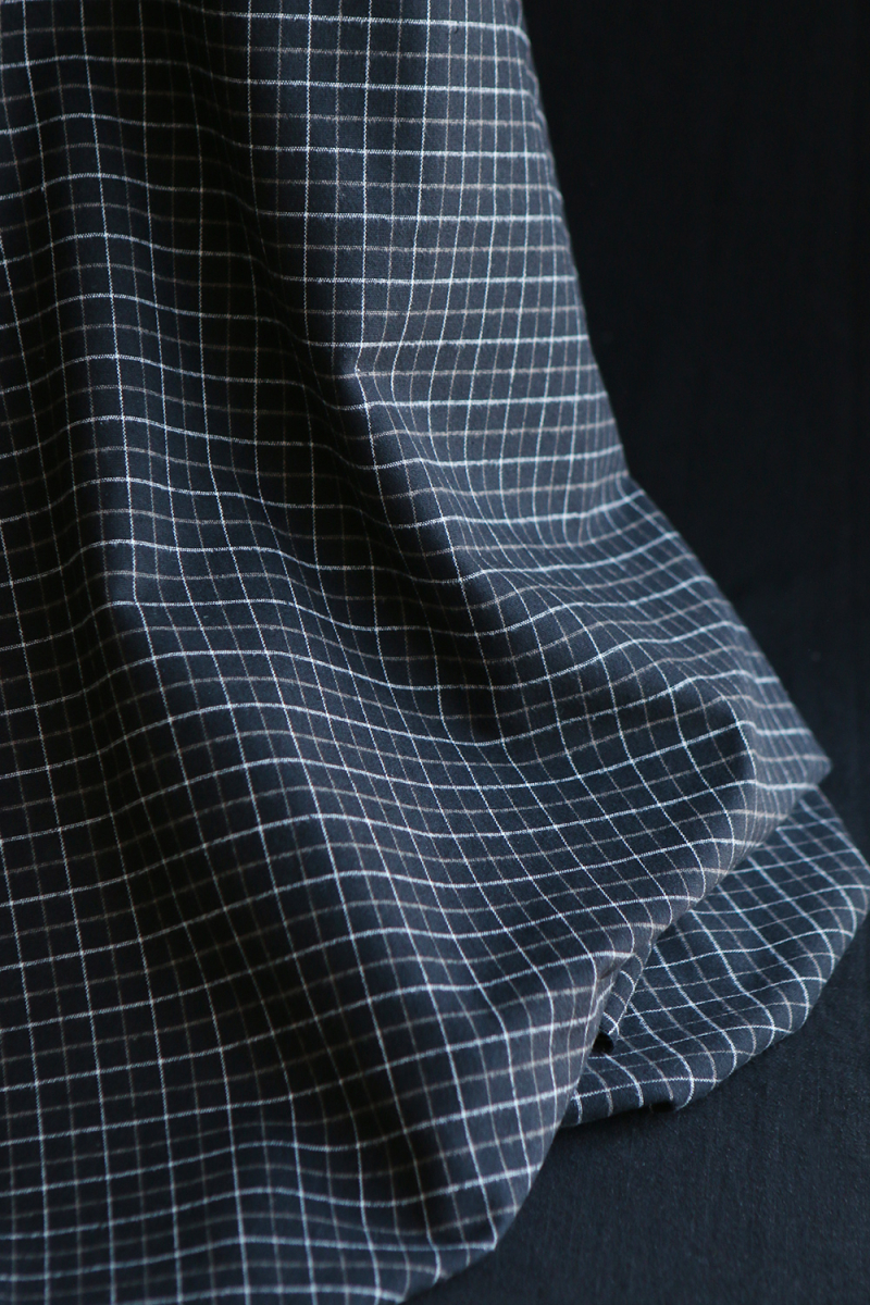 Oscar - Coton gratté organique / flanelle carreaux tartan anthracite et taupe