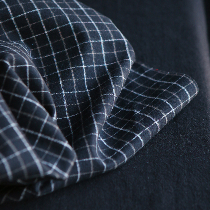 Oscar - Coton gratté organique / flanelle carreaux tartan anthracite et taupe