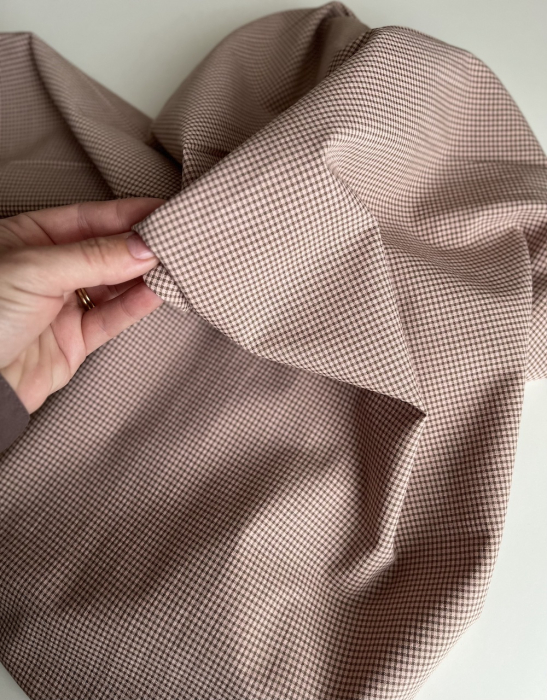 Seersucker / Coton gaufré vichy mini 1mm kaki / nude Batikou - 3