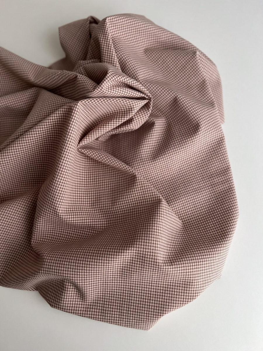 Seersucker / Coton gaufré vichy mini 1mm kaki / nude Batikou - 8