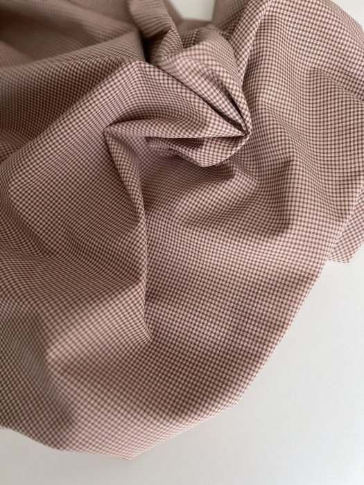 Seersucker / Coton gaufré vichy mini 1mm kaki / nude Batikou - 9