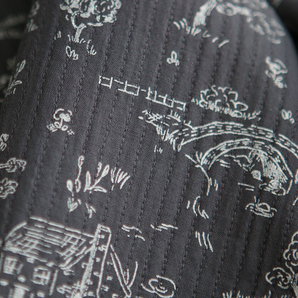 Edwina - Tissu coton piqué léger texturé toile de Jouy anthracite