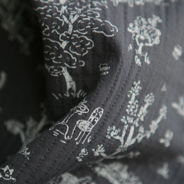 Edwina - Tissu coton piqué léger texturé toile de Jouy anthracite