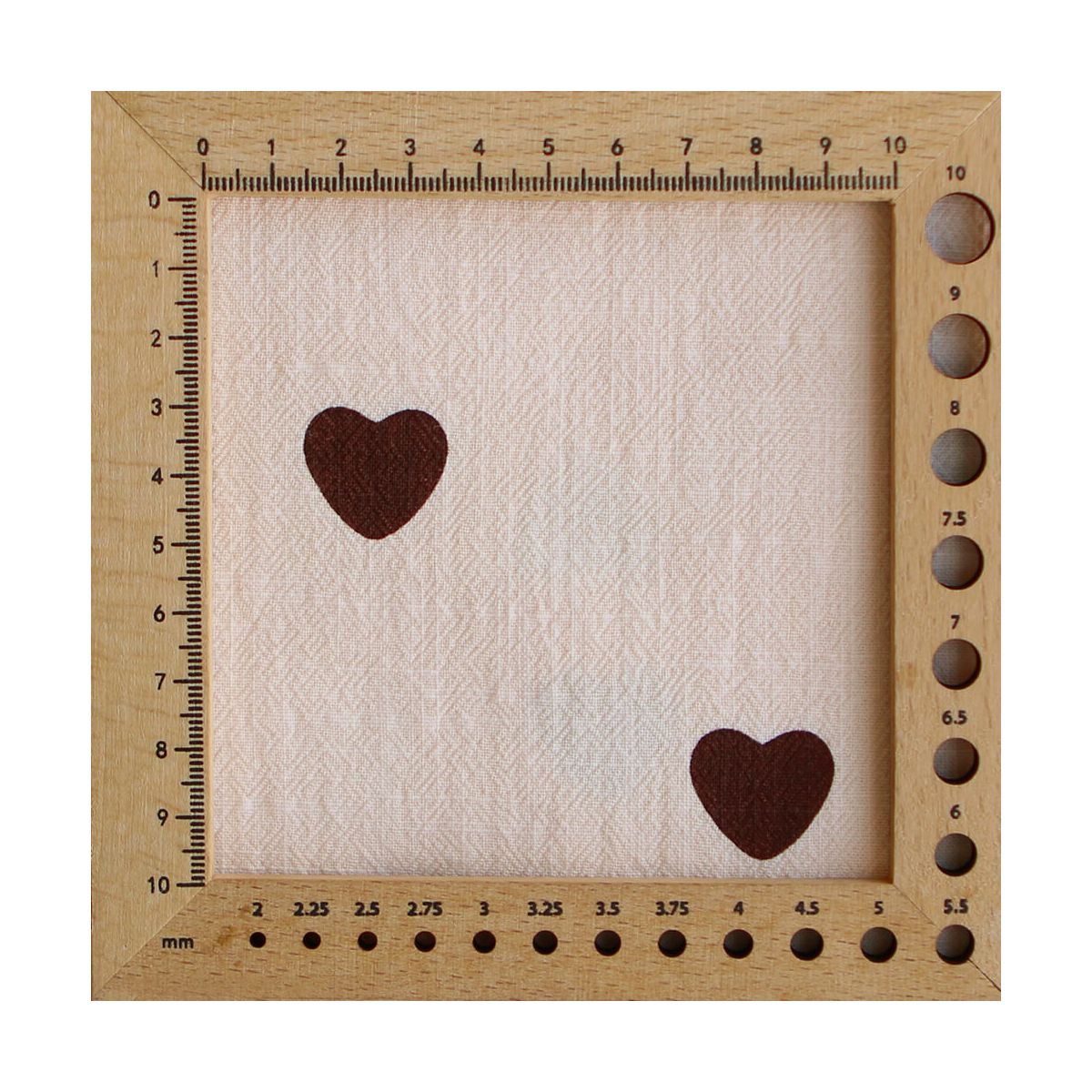 Manou - Coton lavé bio coloris vanille motif coeurs chocolat