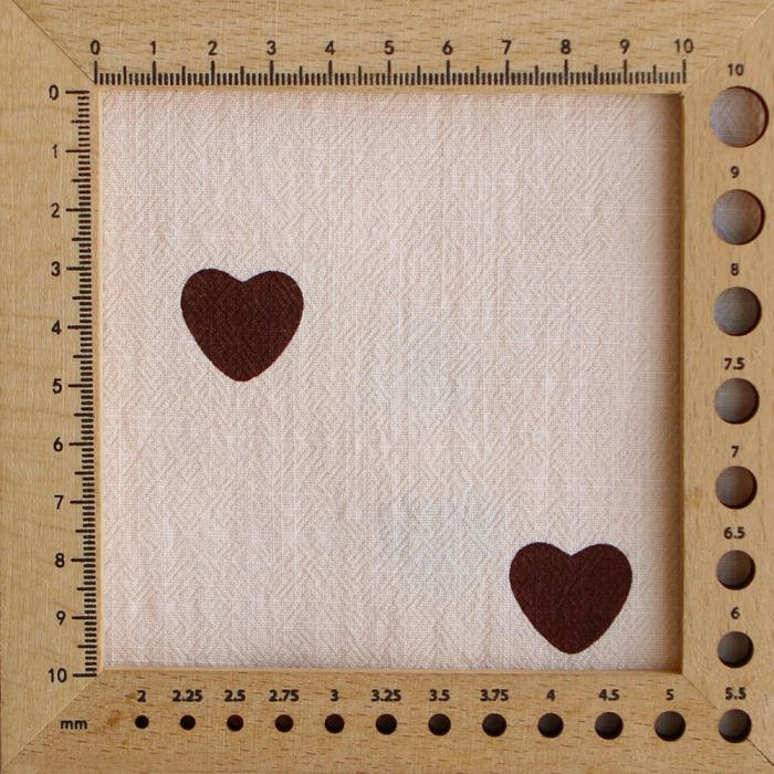 Manou - Coton lavé bio coloris vanille motif coeurs chocolat