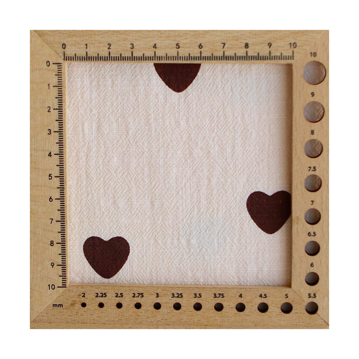 Manou - Coton lavé bio coloris vanille motif coeurs chocolat