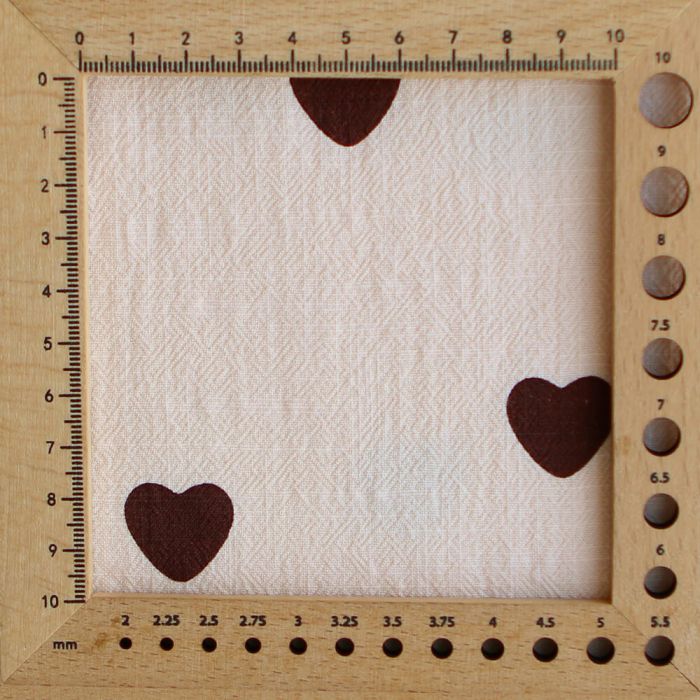 Manou - Coton lavé bio coloris vanille motif coeurs chocolat