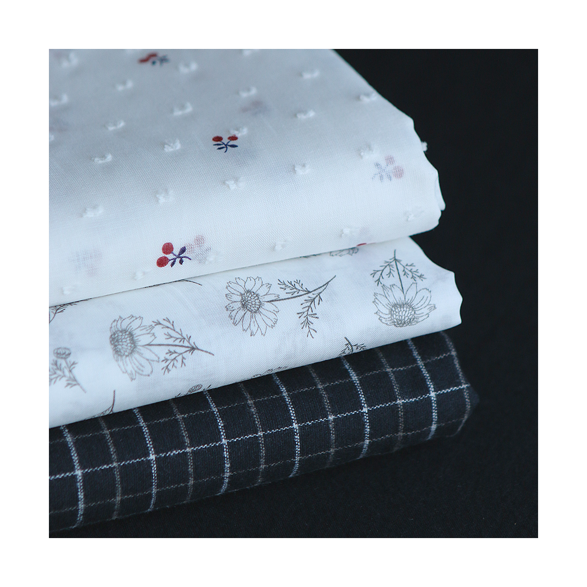 Cereza - Plumetis de coton BIO motifs imprimés cerises noir et rouge