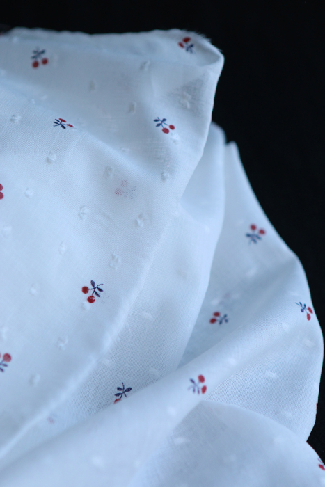 Cereza - Plumetis de coton BIO motifs imprimés cerises noir et rouge