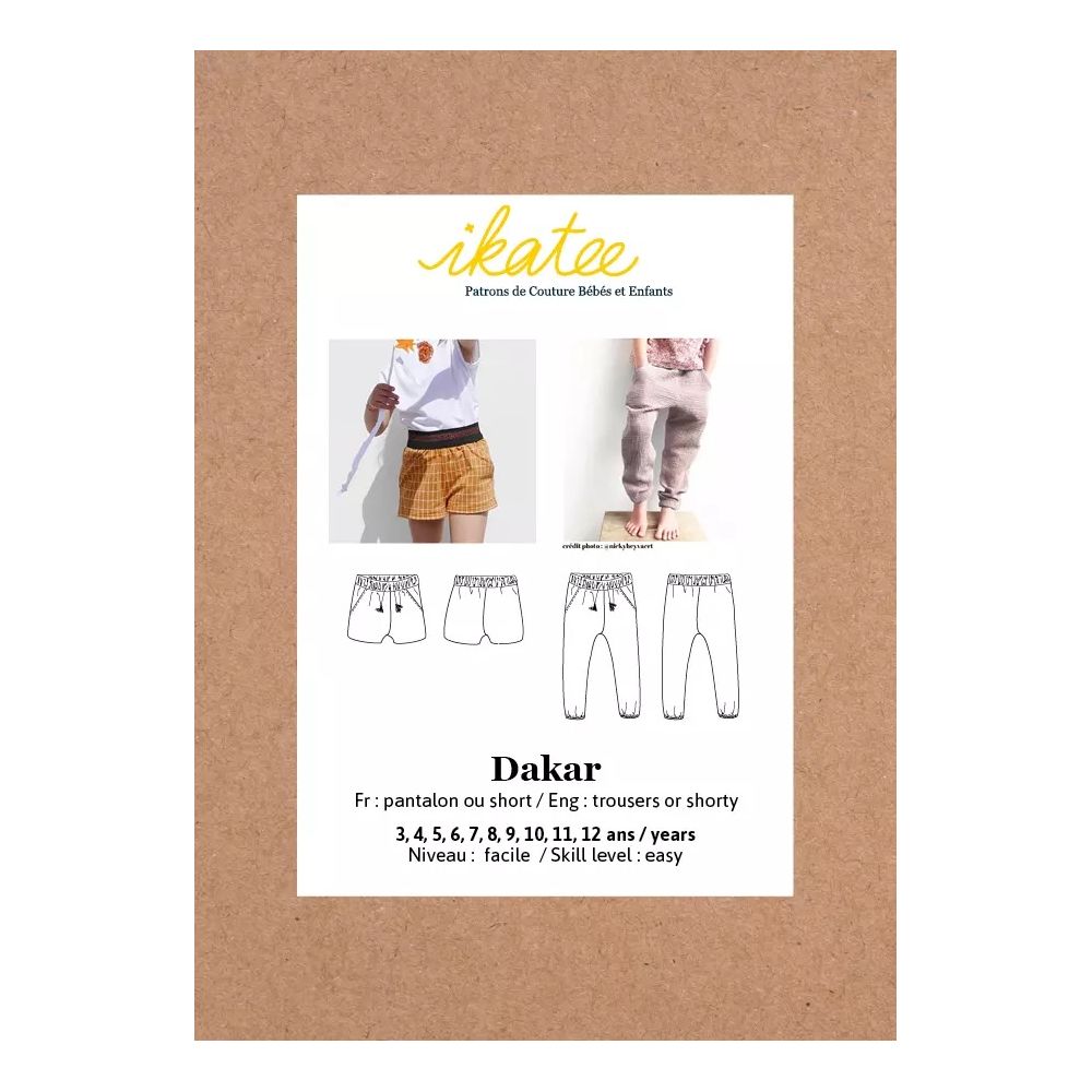 Dakar - Pochette patron Ikatee 3 au 12 ans