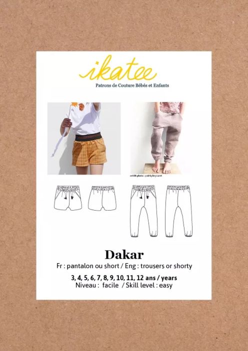 Dakar - Pochette patron Ikatee 3 au 12 ans