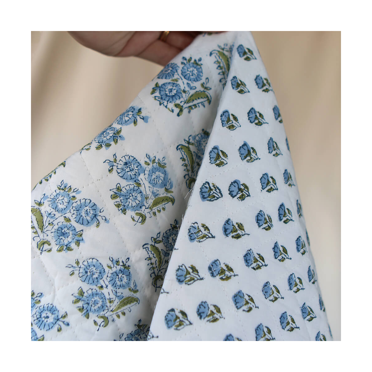 Anika - Tissu indien matelassé double face coton hand block largeur 100cm