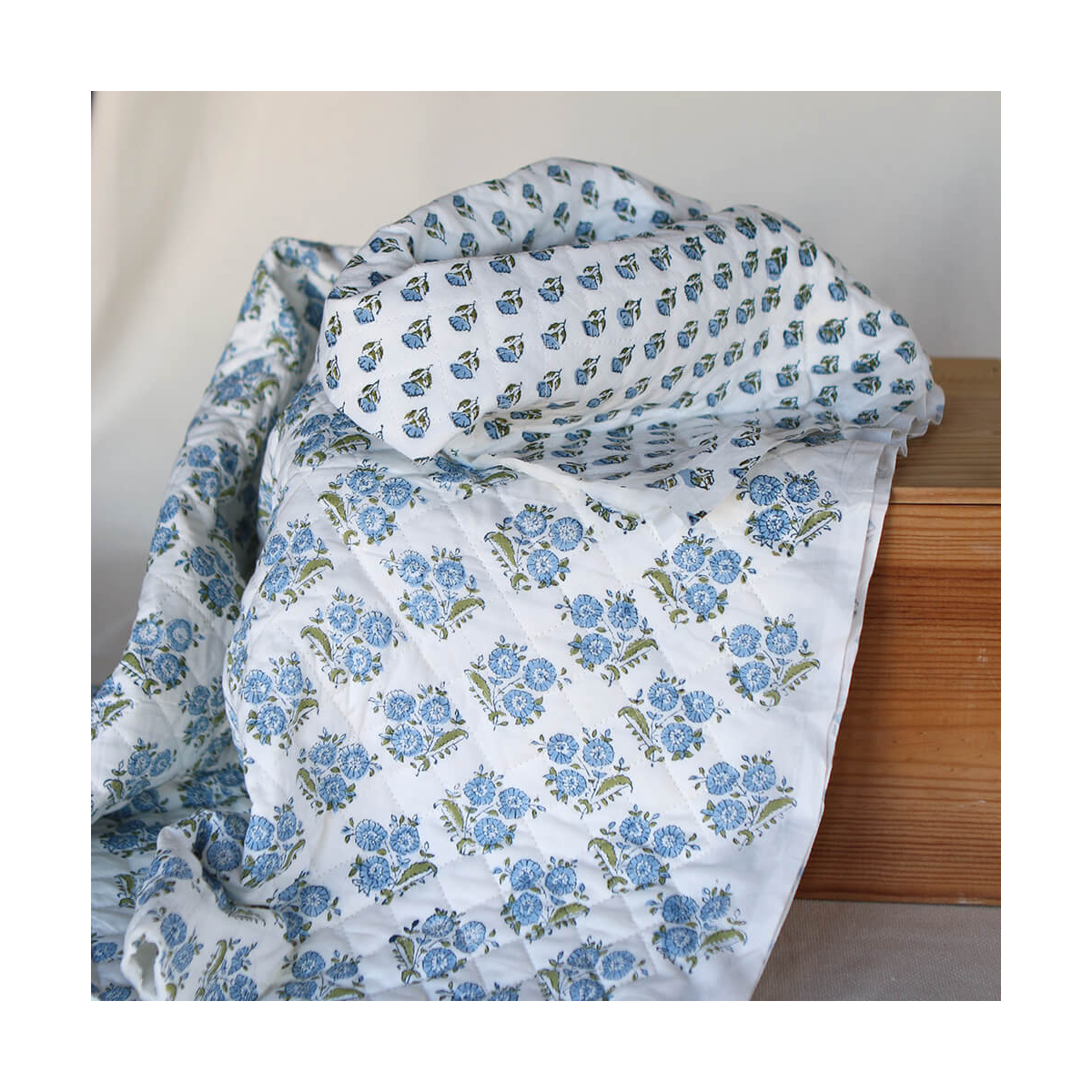 Anika - Tissu indien matelassé double face coton hand block largeur 100cm