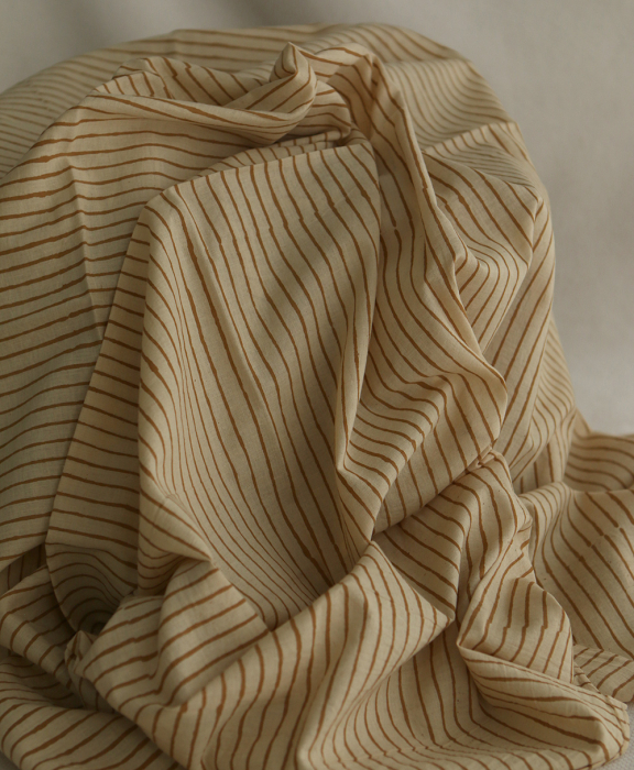 Tissu indien coton hand block traditionnel rayures