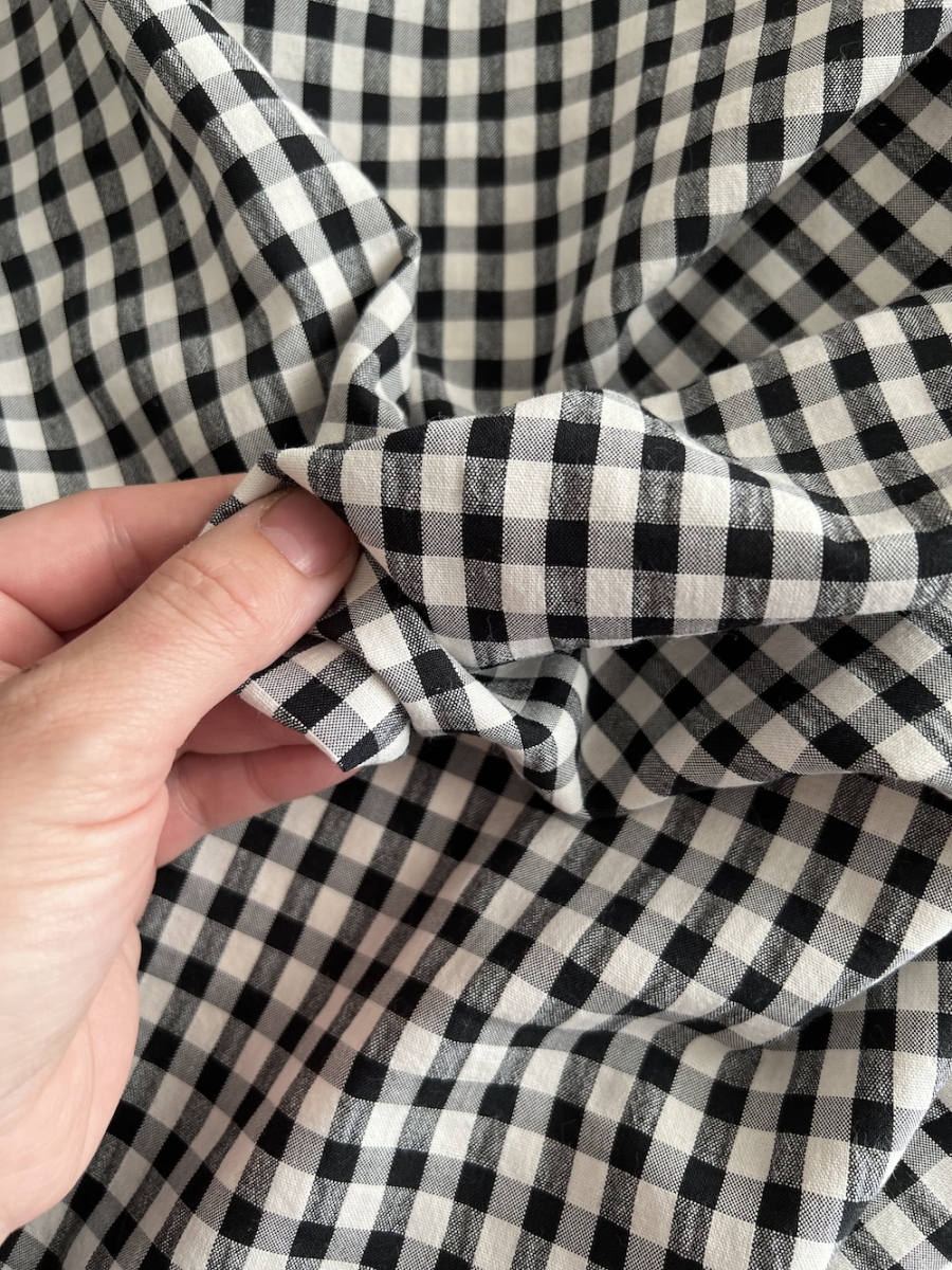 Seersucker / Coton gaufré vichy 6mm noir / lait Batikou - 2