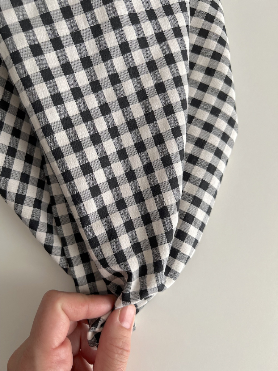 Seersucker / Coton gaufré vichy 6mm noir / lait Batikou - 3