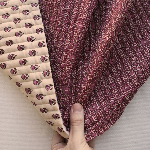 Malini - Tissu indien matelassé double face coton hand block, largeur 100 cm 2
