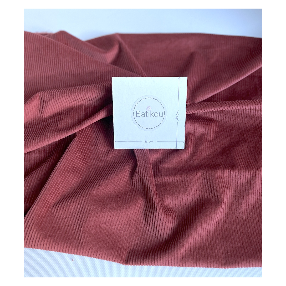 Velours à côtes coton organique coloris marsala rose  - 3
