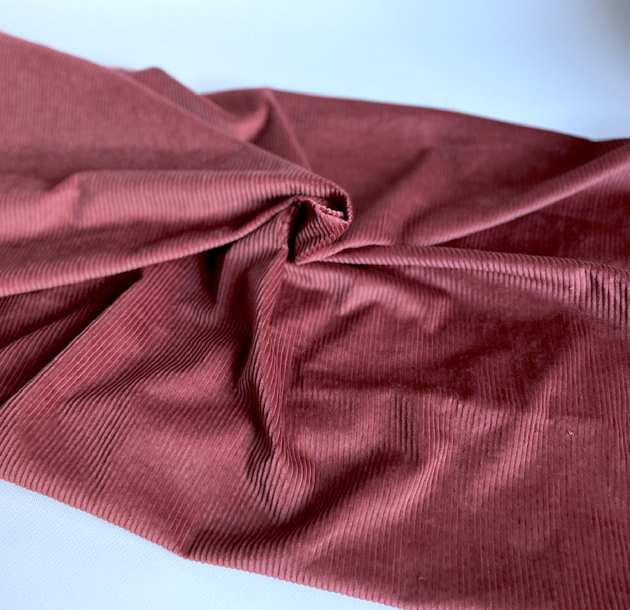 Velours à côtes coton organique coloris marsala rose  - 4