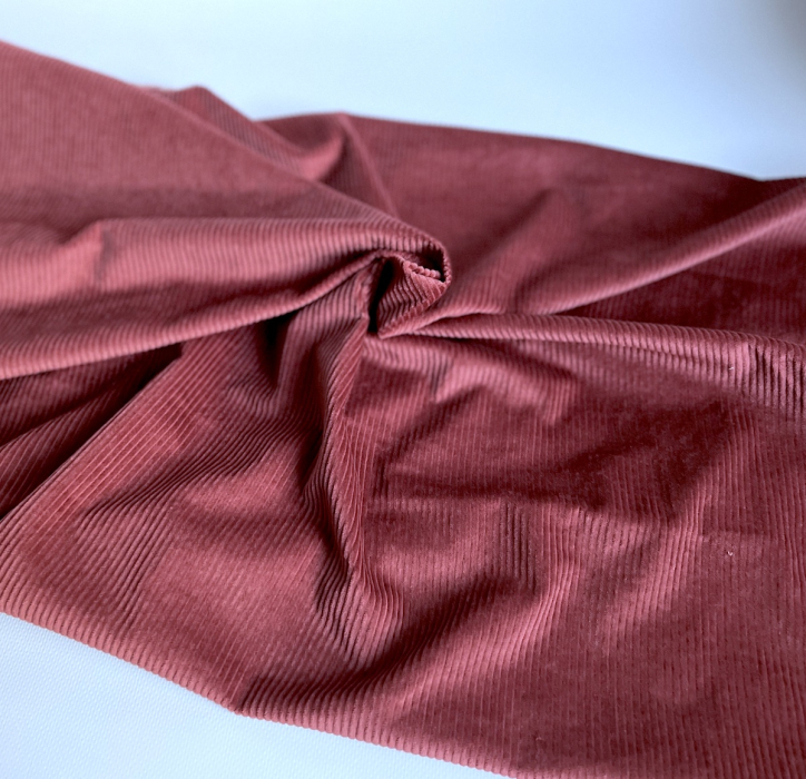 Velours à côtes coton organique coloris marsala rose  - 4