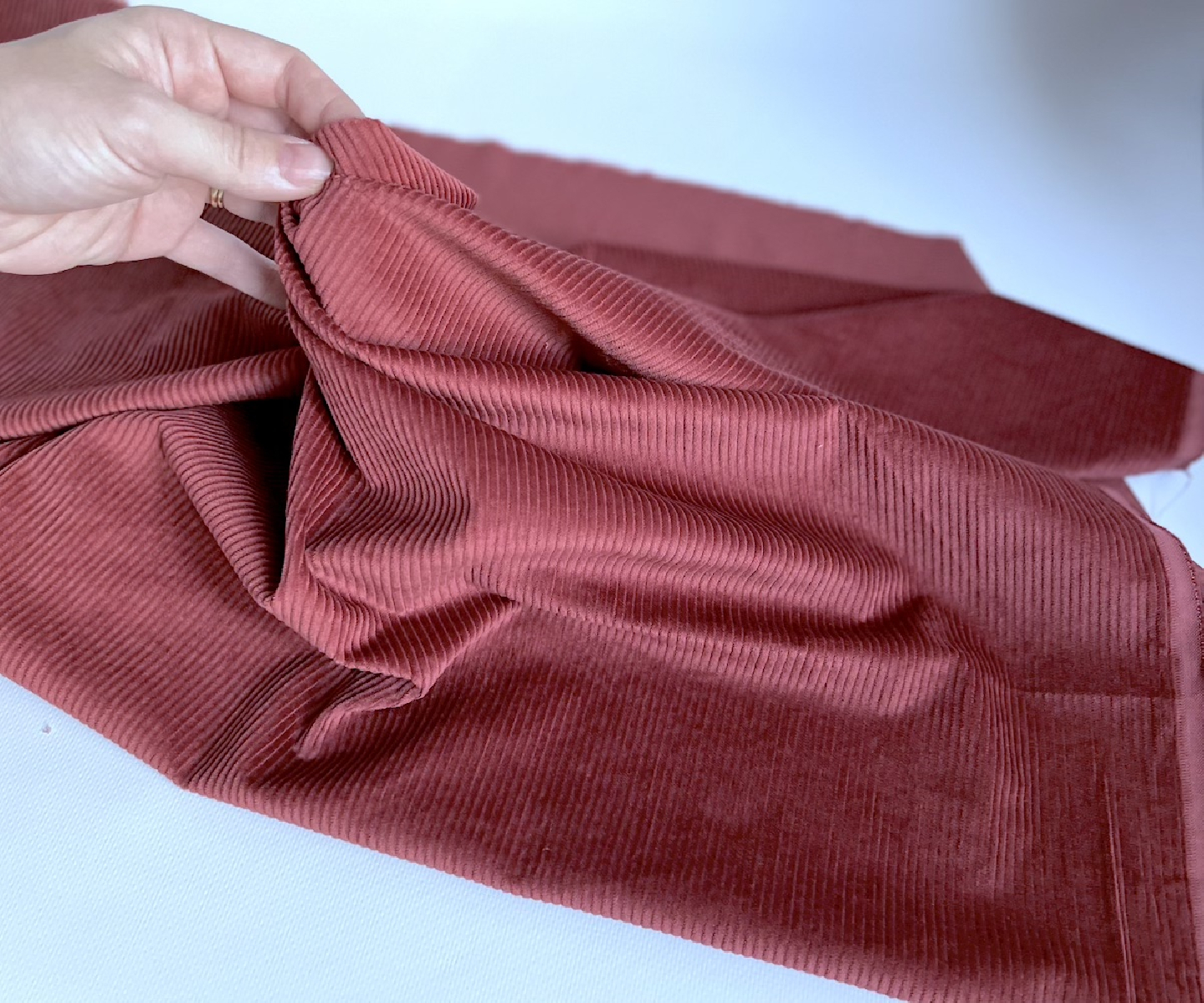 Velours à côtes coton organique coloris marsala rose  - 6