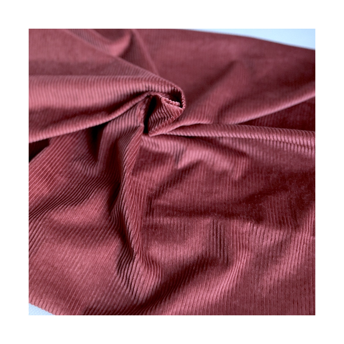 Velours à côtes coton organique coloris marsala rose  - 1